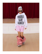 KARMANISTIC Rhinestone Embellished Slogan Print Hoodie
