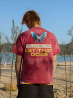 RUSURE Washed Butterfly Heart Print Tee