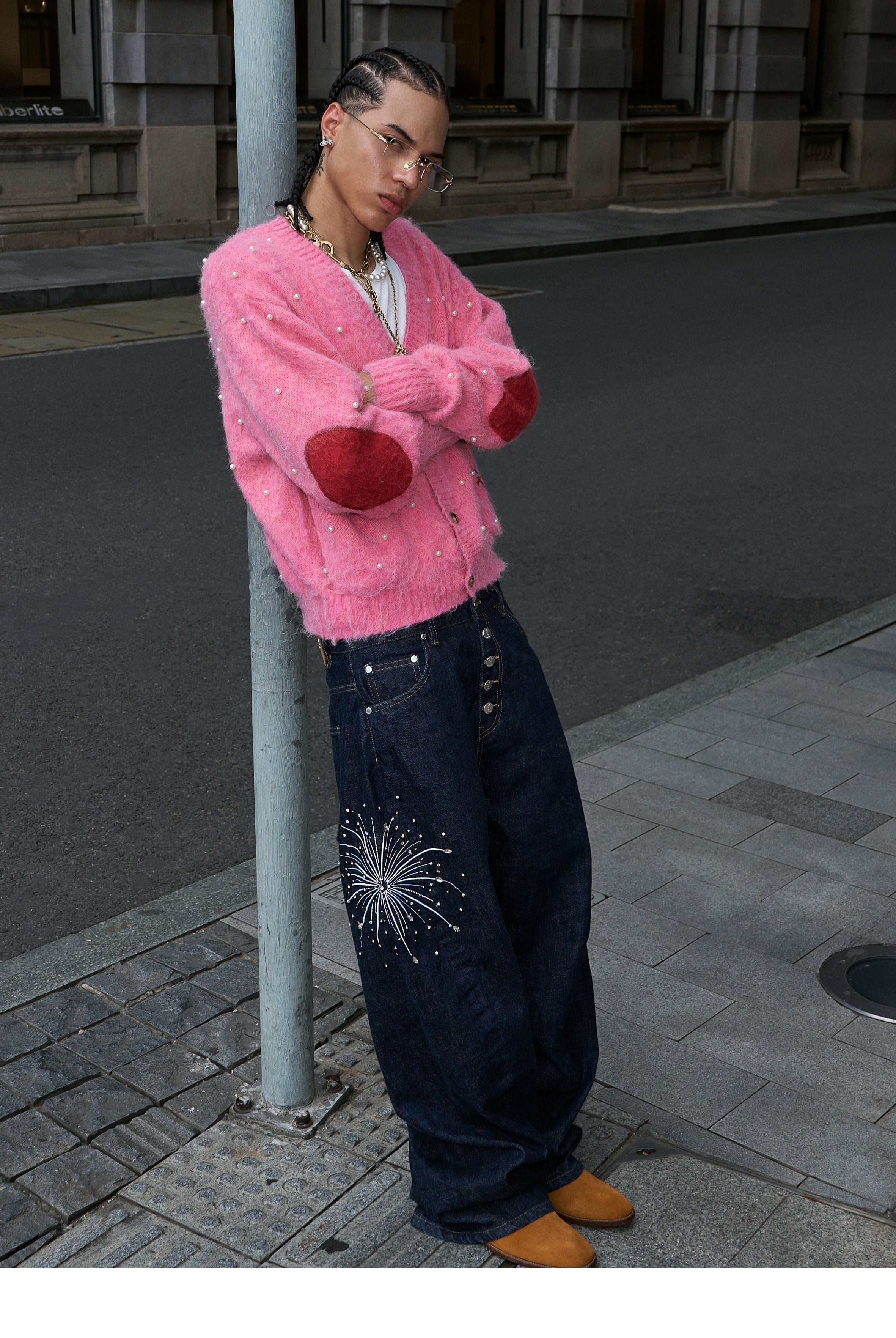 STEEPC Wool Blend Pearl Knit Cardigan