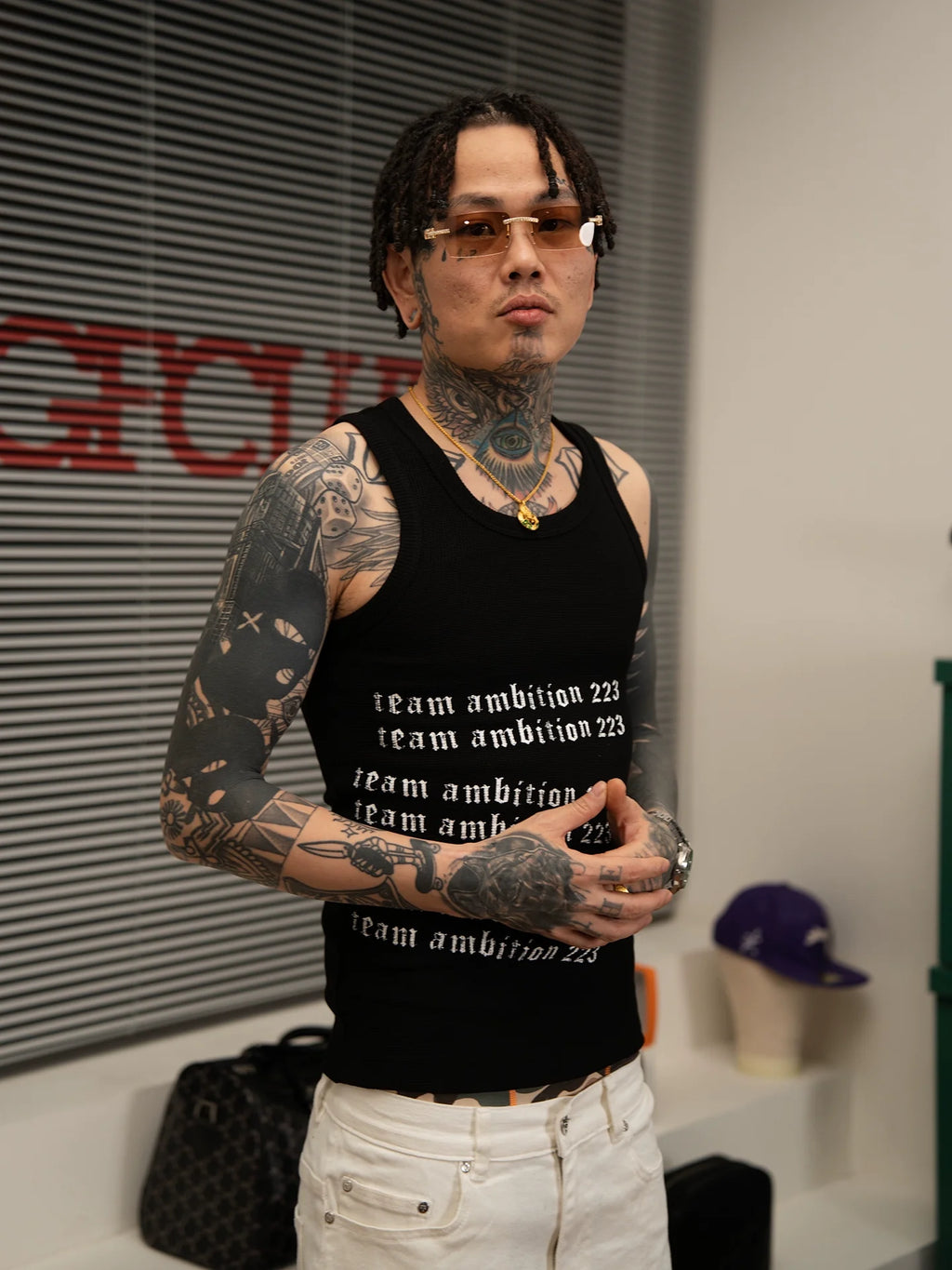 TGFCLUB 223 Print Stretch Waffle Tank Top