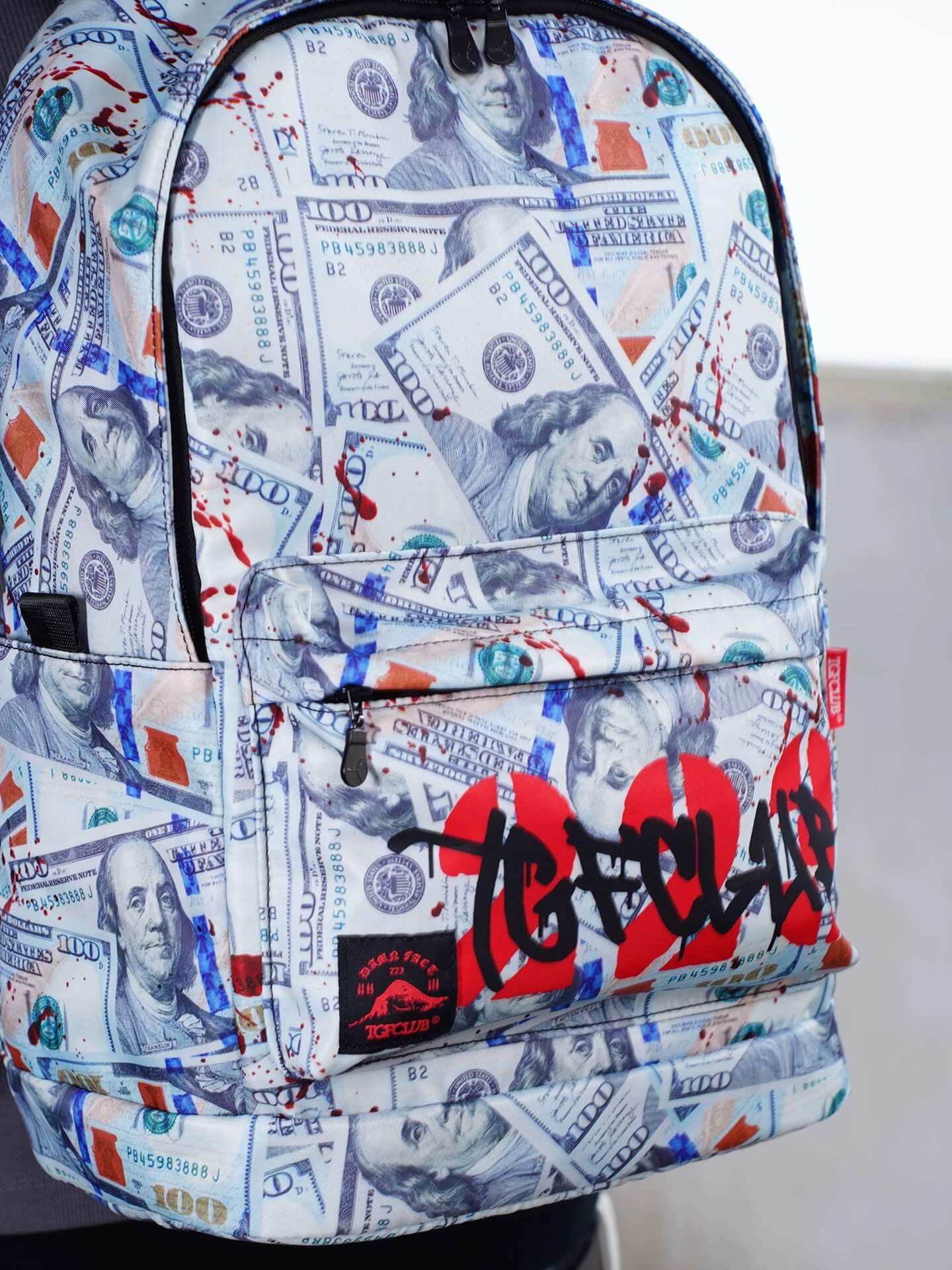TGFCLUB Graffiti Dollar Bill All Over Printed Backpack