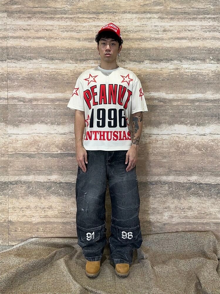 EVETS x LABT Heavy Lightning Whisker Washed Baggy Jeans