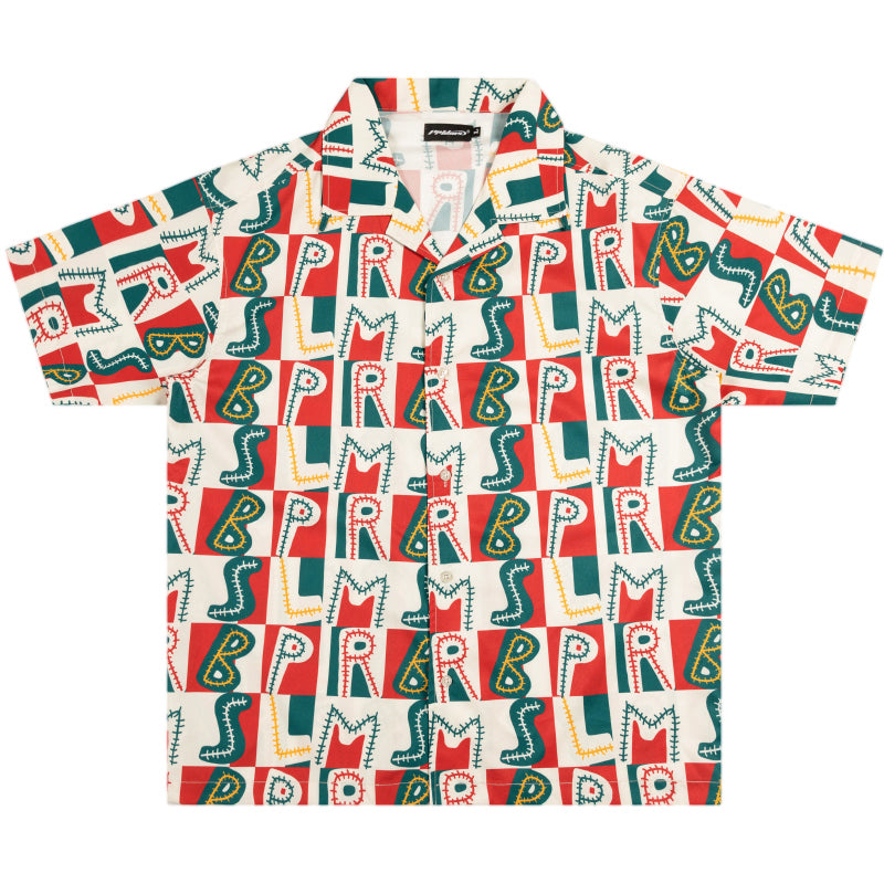 PRBLMS Hand Painted LOGO Checkered Short Sleeved Shirt