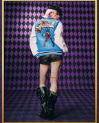 MEDM × JOJO Embroidered Patch Varsity Jacket