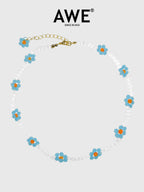 AWE Crystal Beaded Flower Necklace