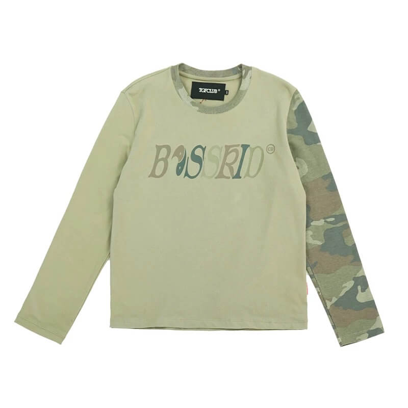 TGFCLUB Color Block Camo Slim Fit Long Sleeve Tee