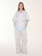 EMPTY REFERENCE Gradient Pigeon Print Short Sleeve Shirt