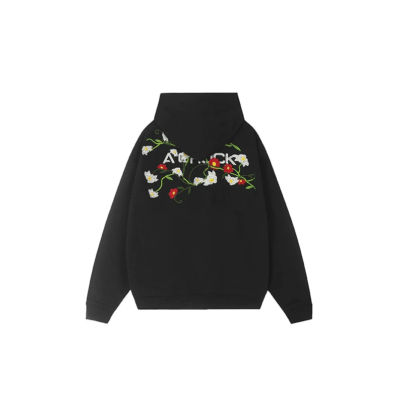 Achock Logo Floral Embroidered Hoodie