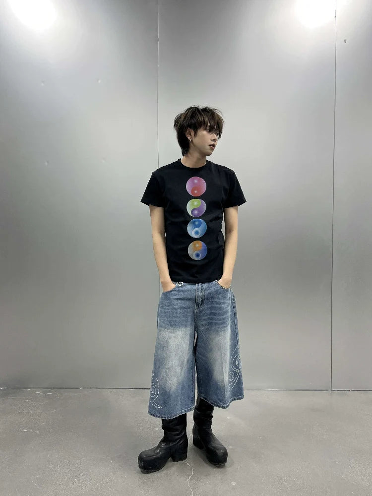 KARMANISTIC Multi Color Yin Yang Print Tee