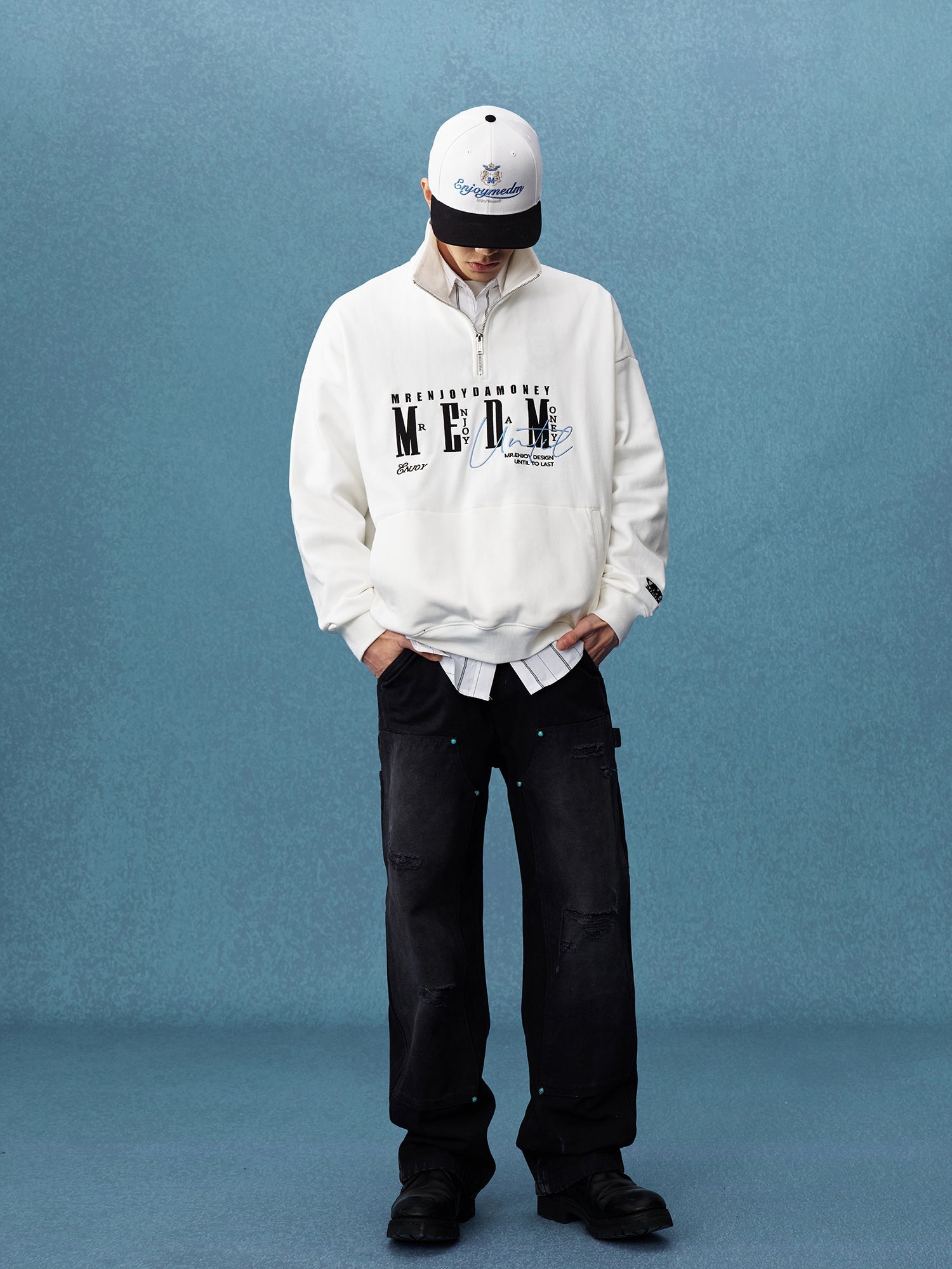 MEDM Half-Zip Logo Embroidered Sweatshirt