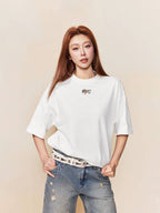 1807 Rose Logo Print Embroidered Short Sleeve Tee