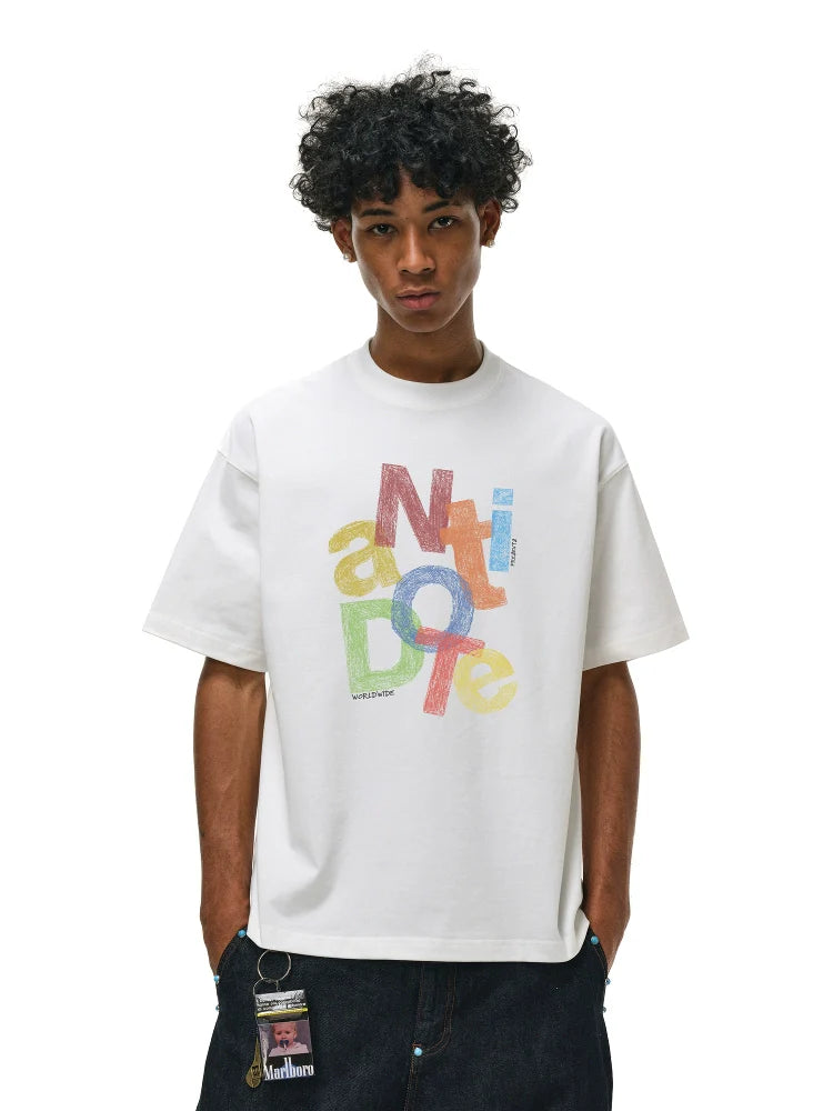 ANTIDOTE Colorful Crayon Print Tee