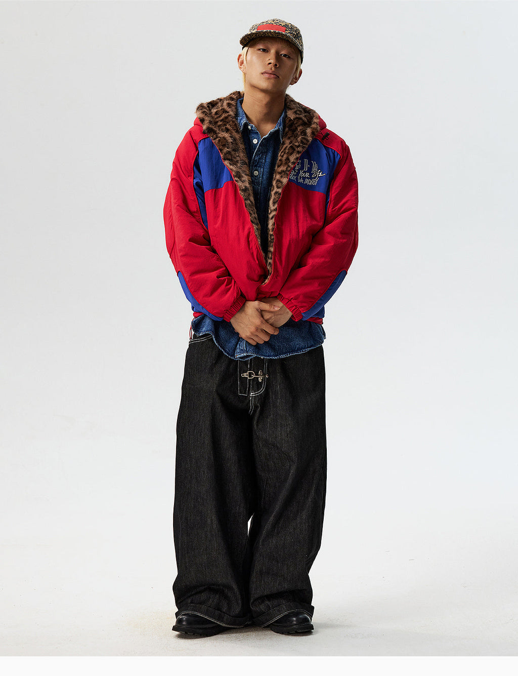 MEDM Reversible Leopard Fur Hooded Track Jacket