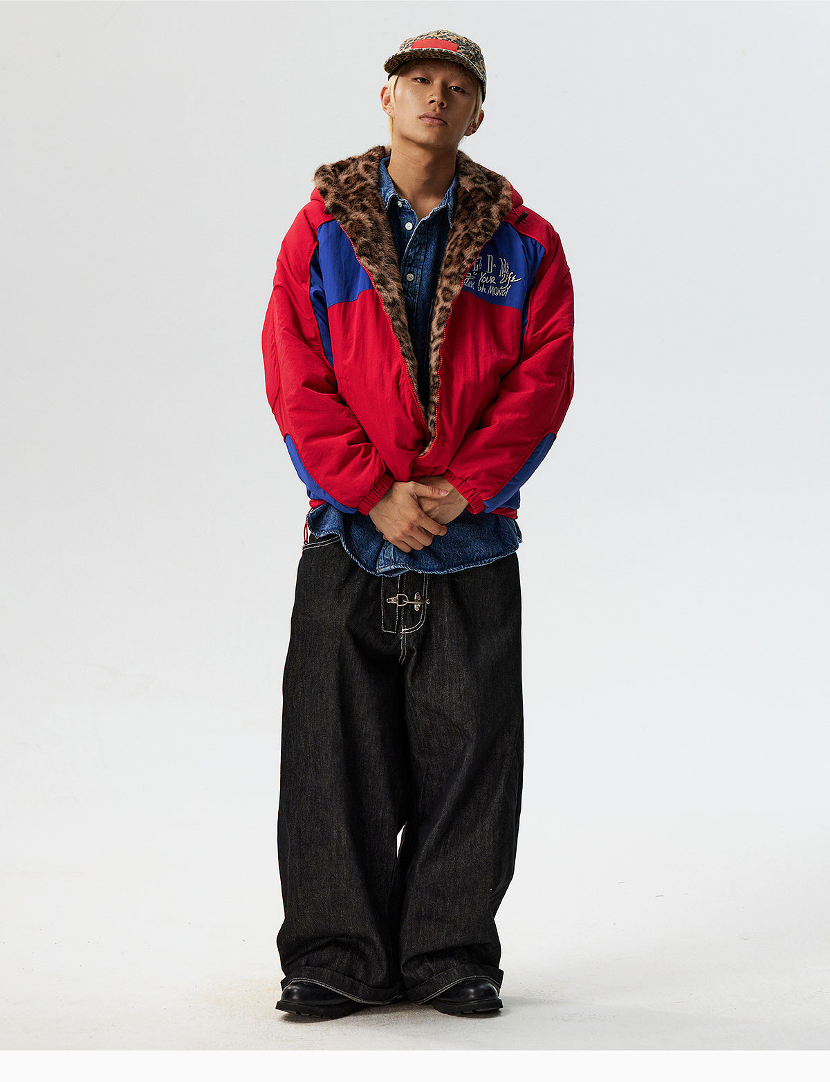 MEDM Reversible Leopard Fur Hooded Track Jacket