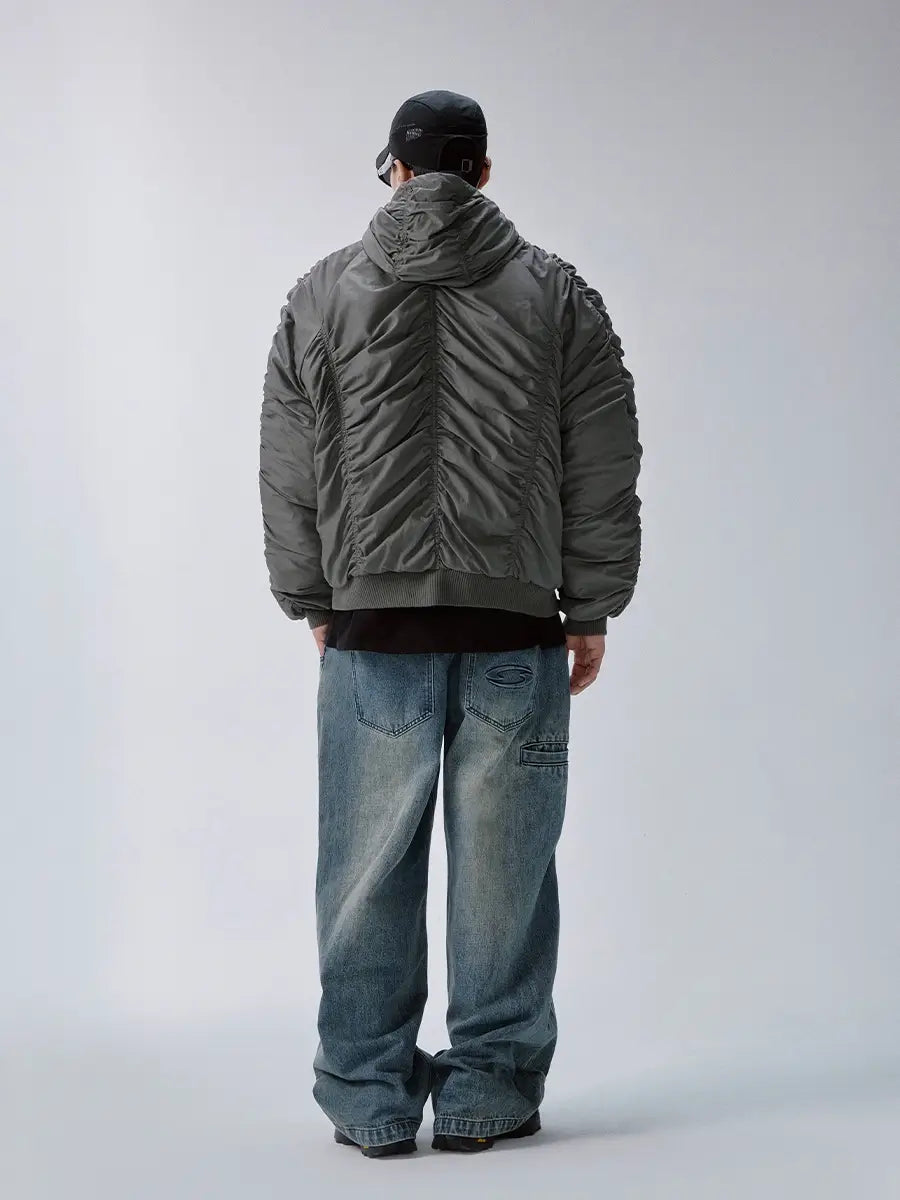 F2CE Ruched Hooded MA-1 Bomber Jacket