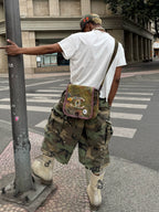 STEEPC M-65 Pearl Embellished Camouflage Baggy Cargo Shorts