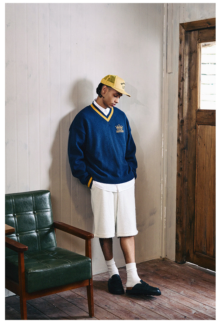 Remedy Embroidered V Neck Knit Sweater