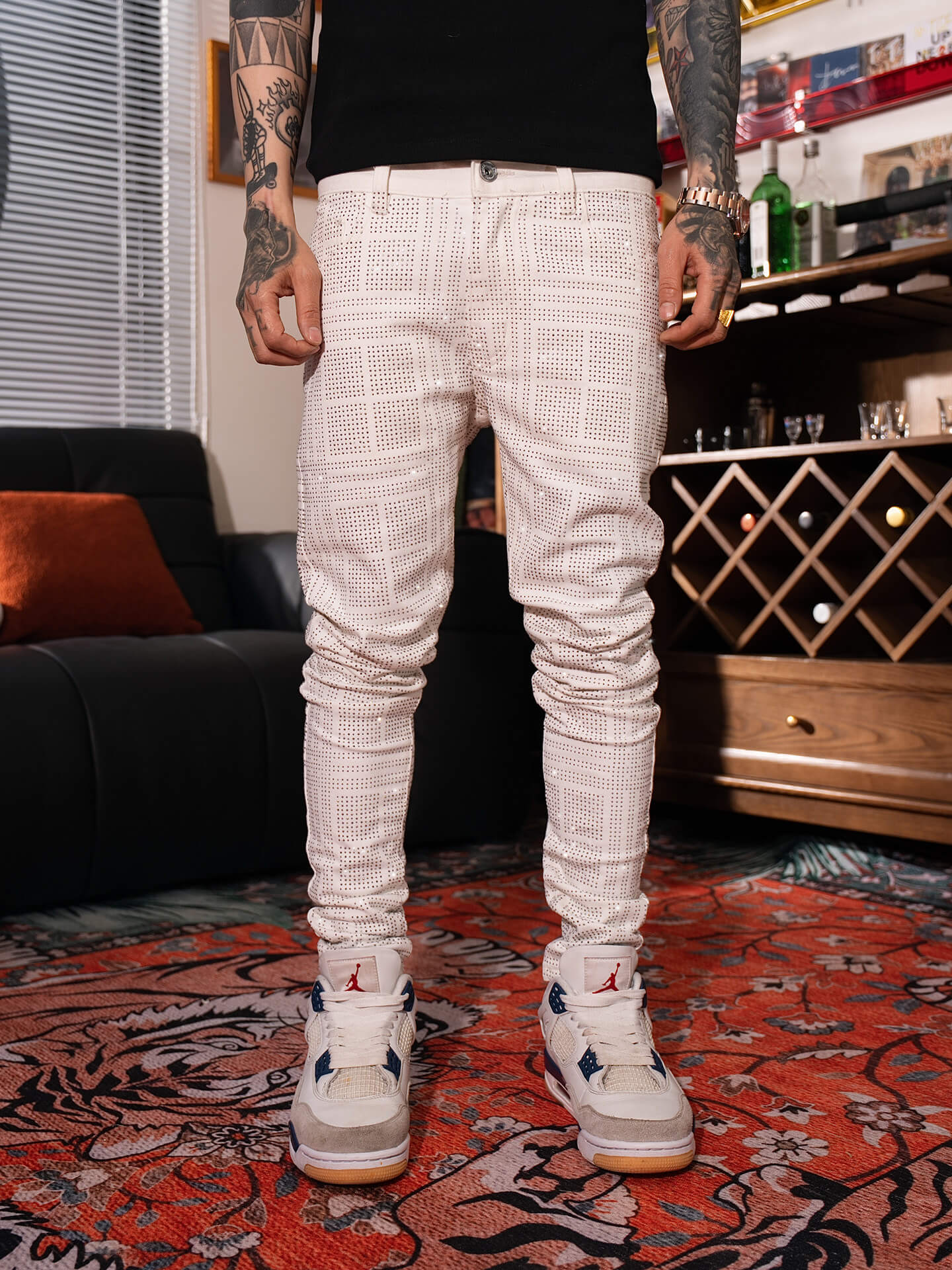 TGFCLUB All Over Rhinestone Skinny Jeans