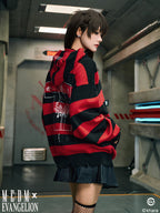 MEDM x EVA Lilith Stripe Zip-Up Knit Hoodie