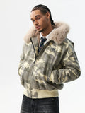 MEDM Detachable Fur Camouflage Hooded Jacket