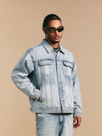 1807 Still Going Vintage Print Wash Denim Jacket