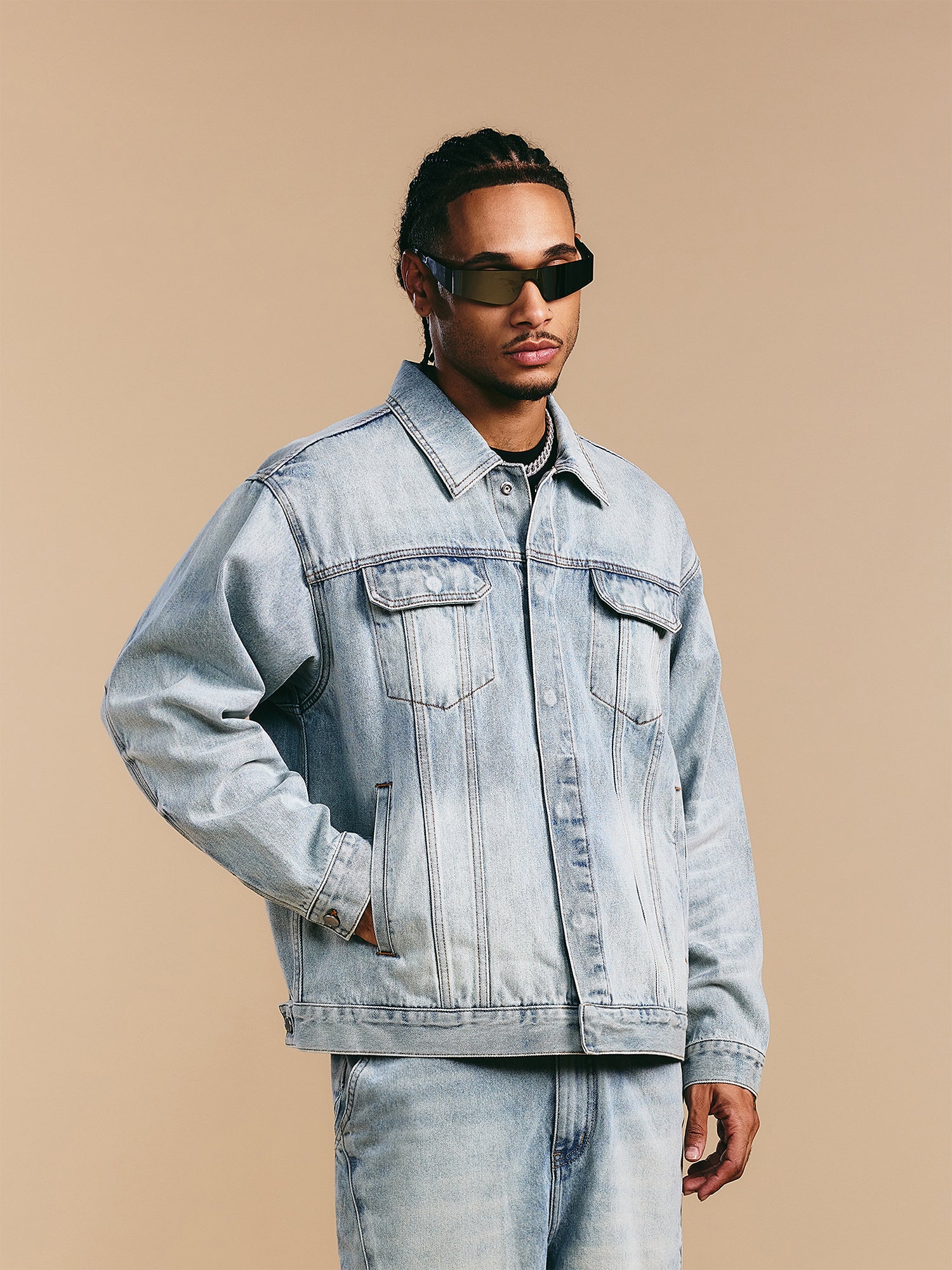 1807 Still Going Vintage Print Wash Denim Jacket