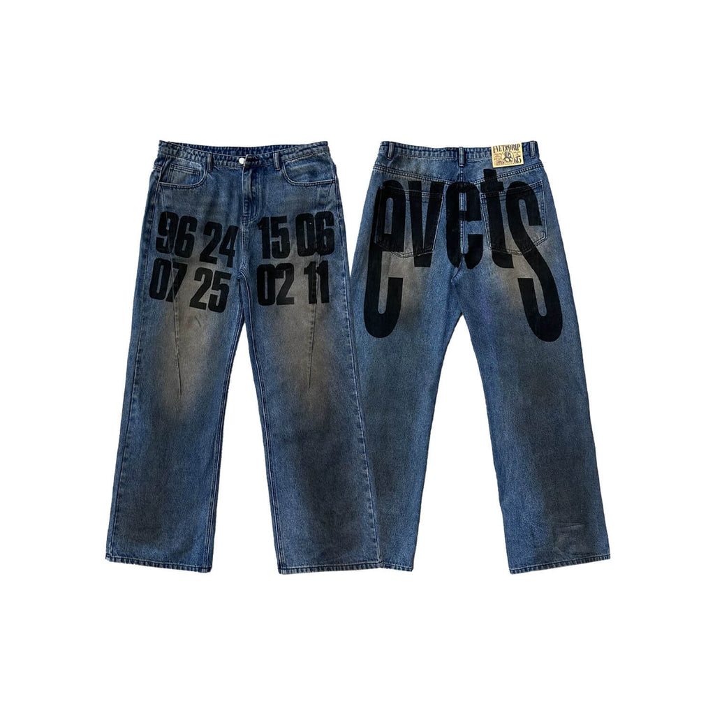 EVETS Dirty Wash Print Jeans