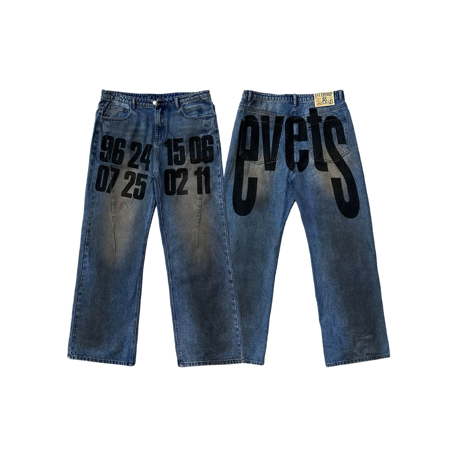 EVETS Dirty Wash Print Jeans