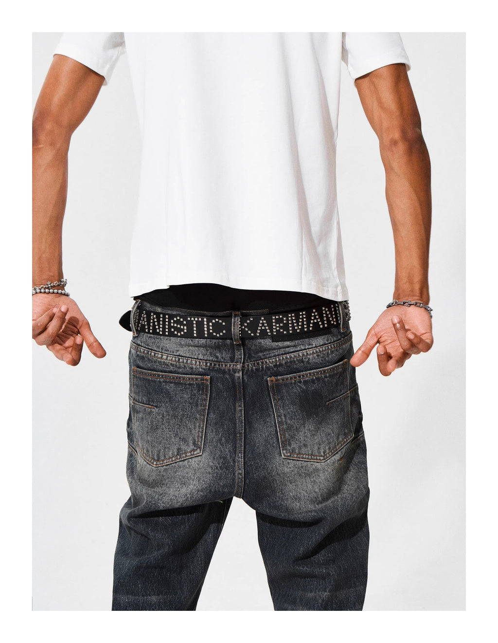 KARMANISTIC Punk Studded Logo Belt