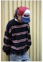 Remedy Striped Distressed Knit Sweater