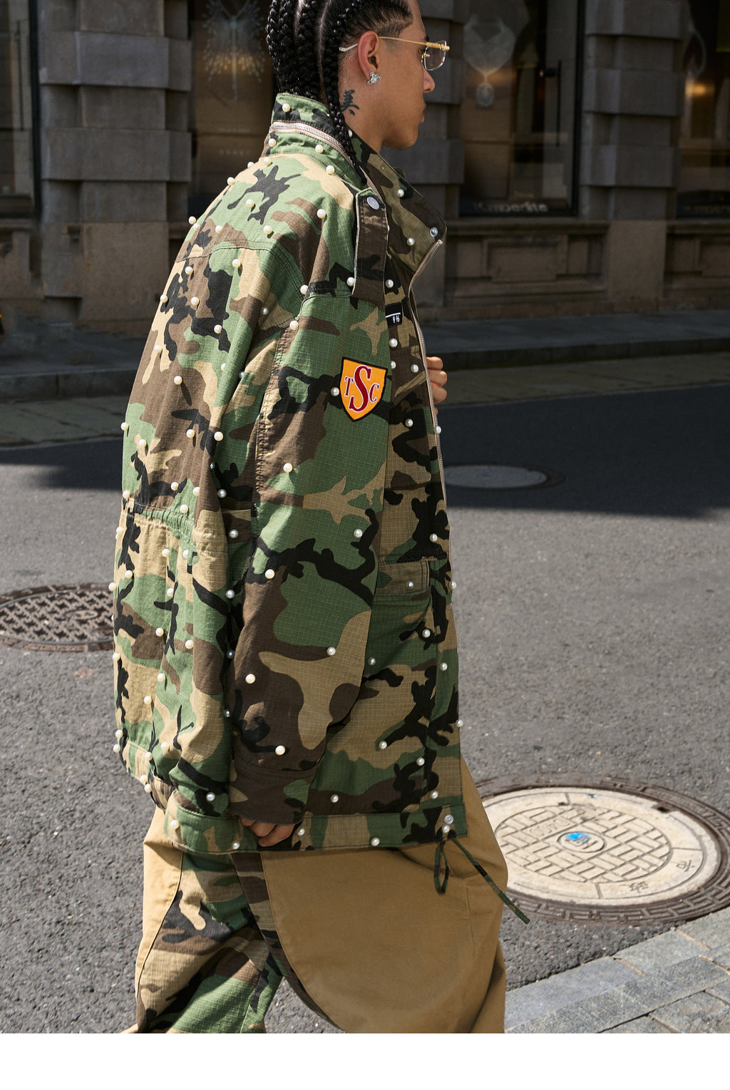 STEEPC Camouflage Pearl Studded M65 Field Jacket