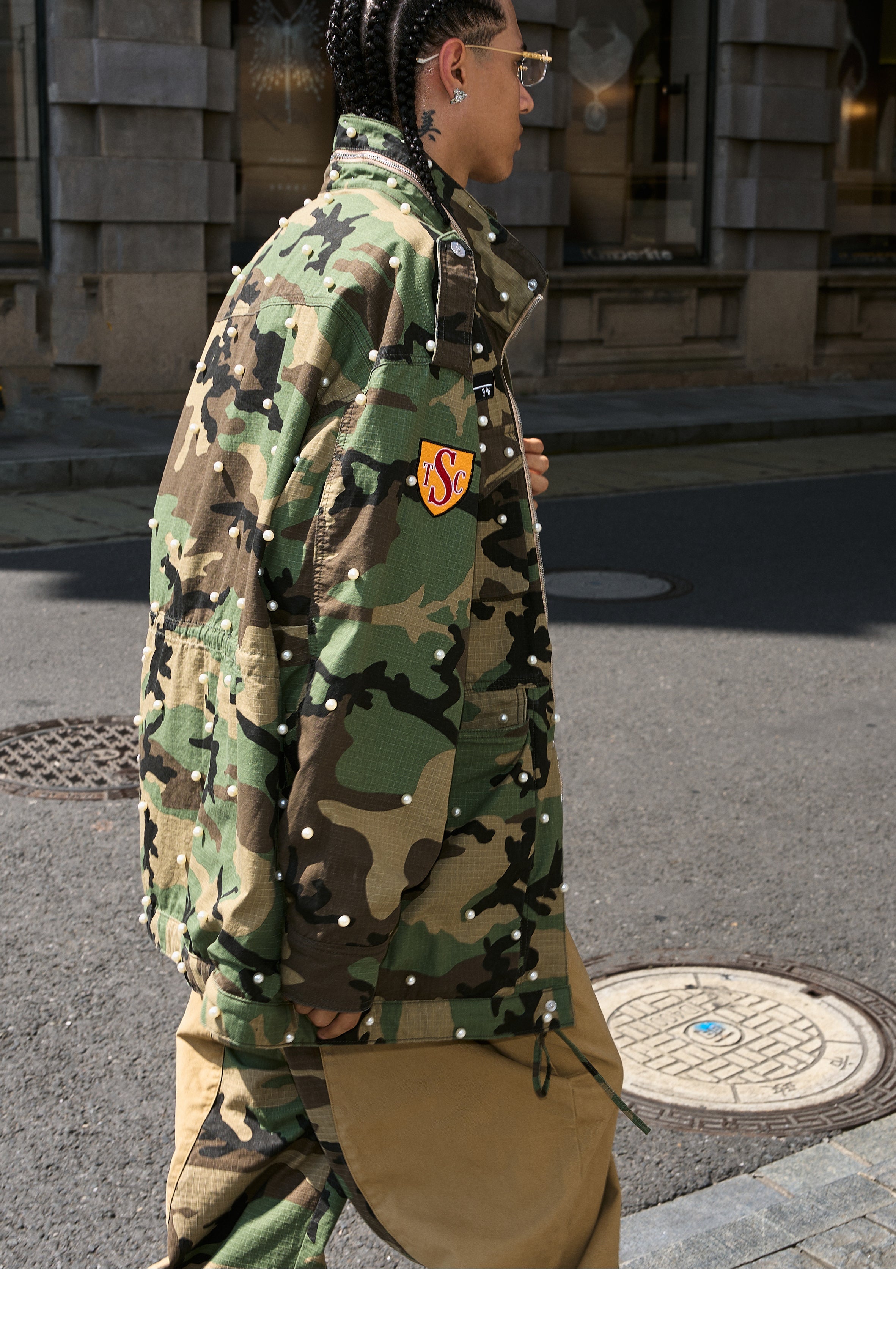STEEPC Camouflage Pearl Studded M65 Field Jacket