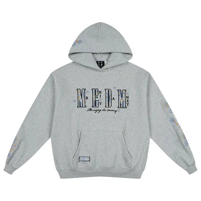 MEDM Ethnic Flower Embroidered Hoodie