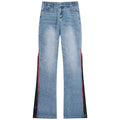 Harsh and Cruel Leather Panel Flared Denim