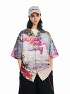Harsh and Cruel Oil Painting Garden Cuban Shirt