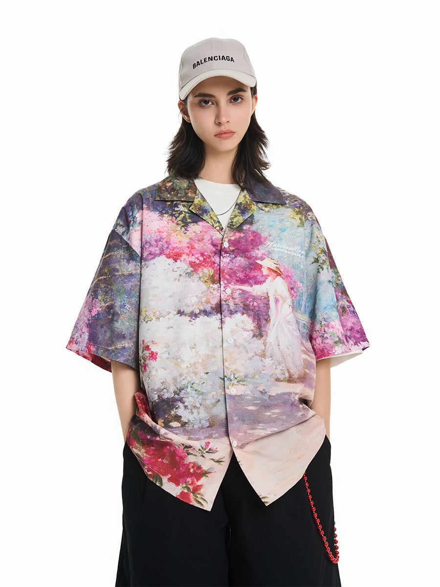 Harsh and Cruel Oil Painting Garden Cuban Shirt
