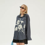 EMPTY REFERENCE Flower Shadow Print Long Sleeve Shirt
