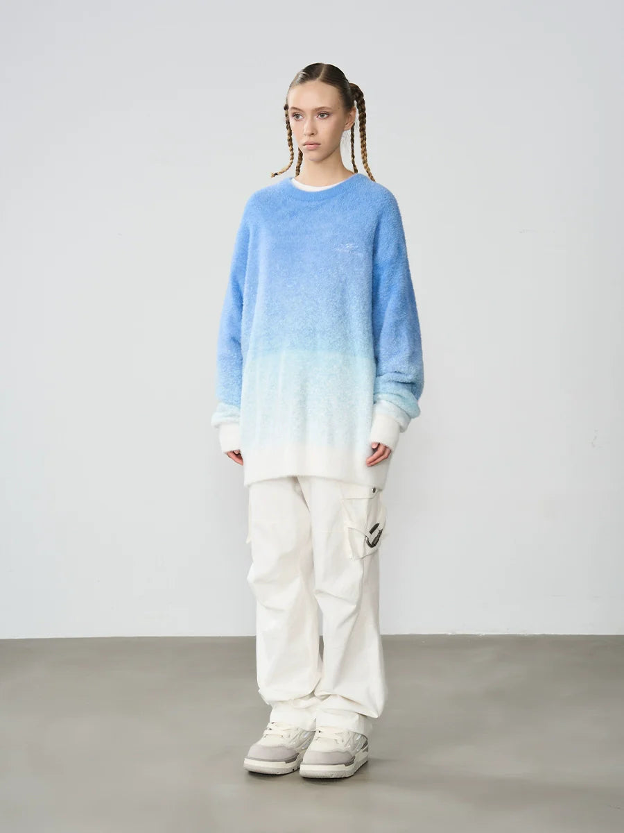 Harsh and Cruel Embroidered Logo Gradient Knit Sweater