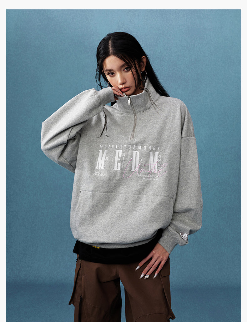 MEDM Half-Zip Logo Embroidered Sweatshirt