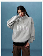 MEDM Half-Zip Logo Embroidered Sweatshirt