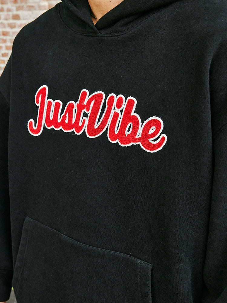 JUST VIBE Terry Embroidered Logo Hoodie