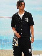 MEDM x STK Patch Embroidery Open Knit Short Sleeve Shirt