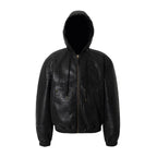 YADcrew Crackle Glitter PU Leather Hooded Jacket