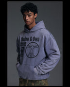 NOVACAM Washed Distressed Black Circle Hoodie