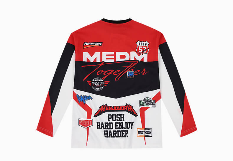 MEDM Biker Color Block Waffle Long Sleeve Jersey