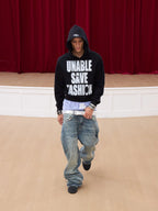 KARMANISTIC Rhinestone Embellished Slogan Print Hoodie