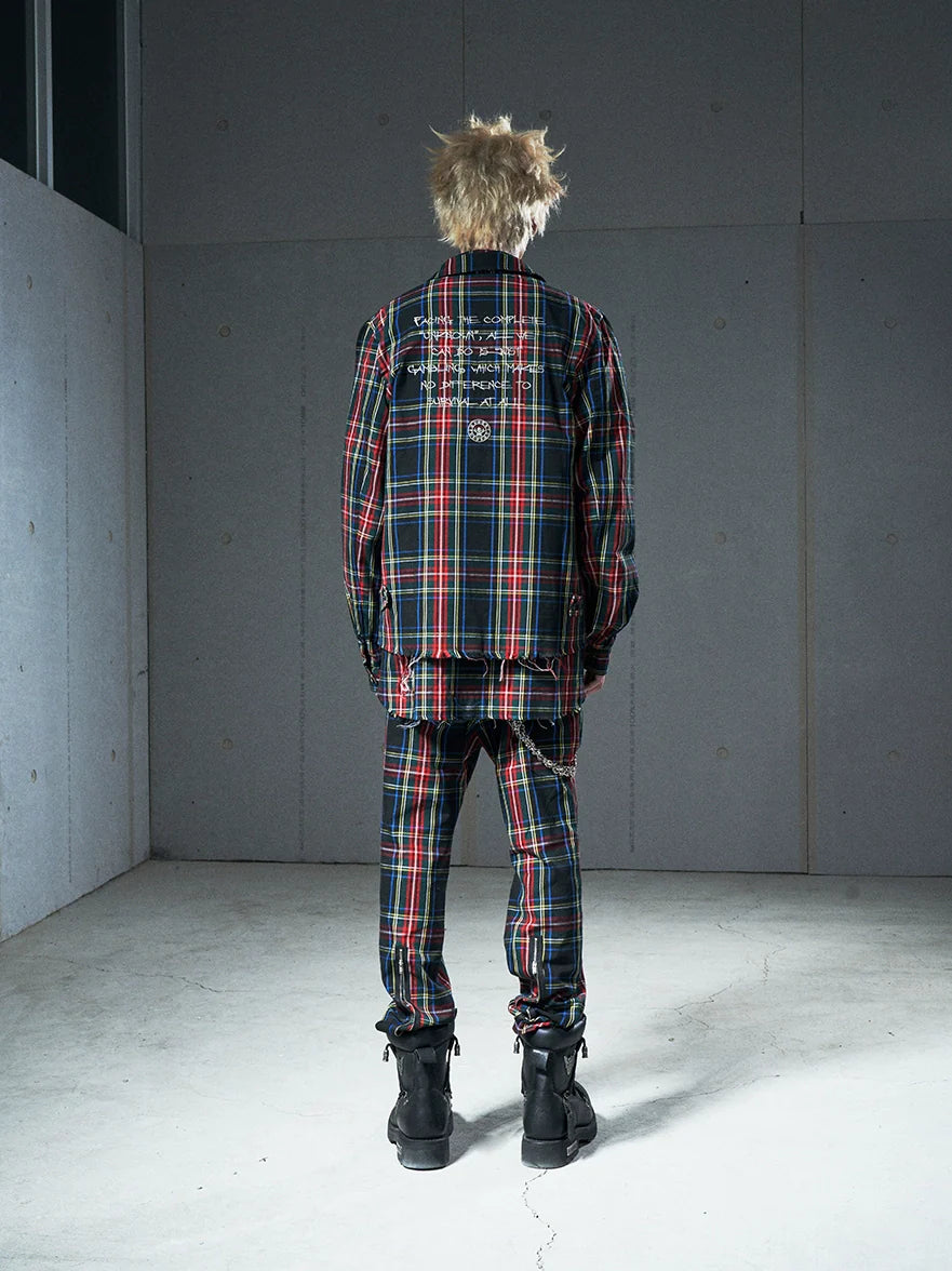 VENTUREK Tartan Check Embroidered Fringe Jacket