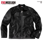 MEDM x EVA NEVER END Flame Character Portraits PU Leather Biker Jacket