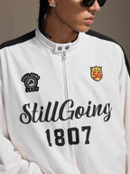 1807 Logo Print and Patch Sports Track Jacket