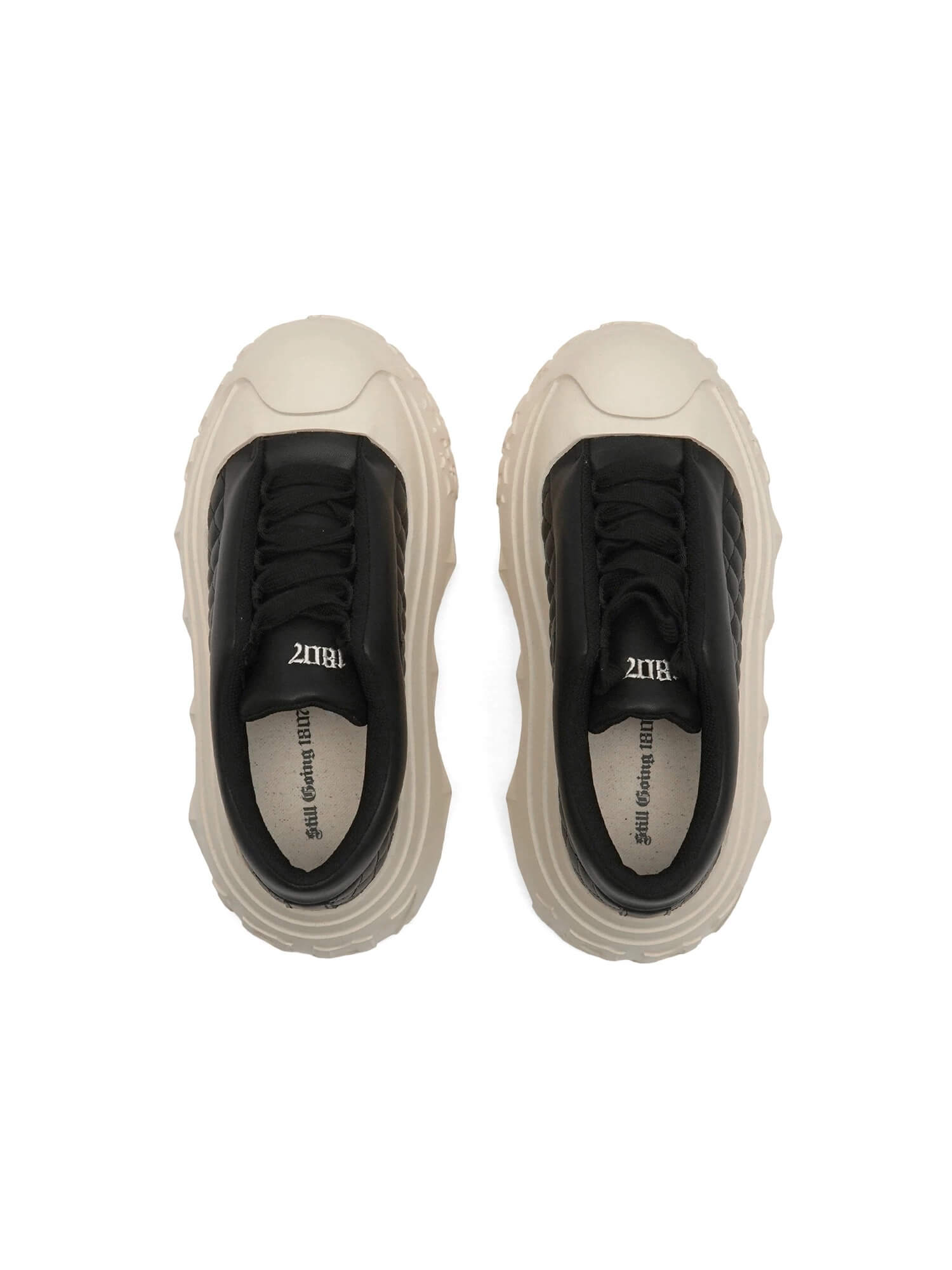 1807 INF-008 Gothic Lace Up Quilted PU Leather Chunky Sneakers